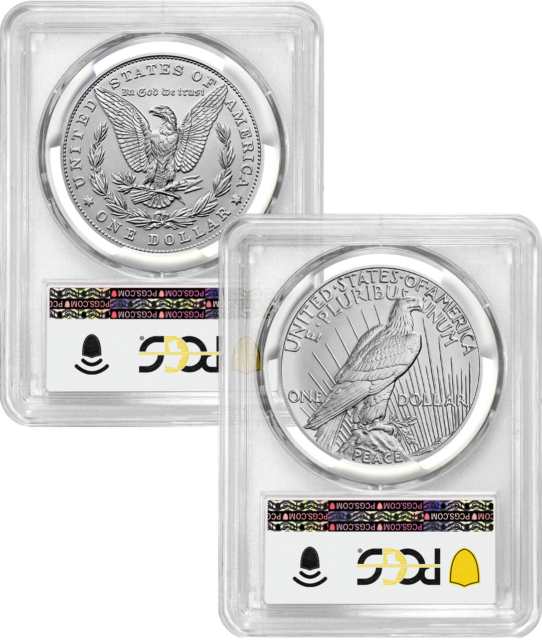 2023 Morgan and Peace Silver Dollar 2pc Set FDI PCGS MS70