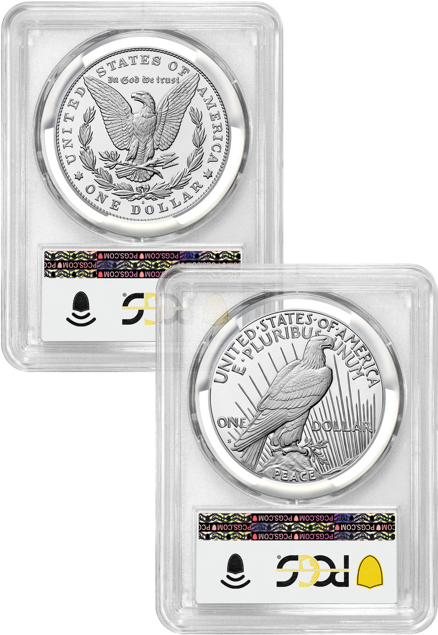 2023-S Morgan and Peace Silver Dollar 2pc FDI PCGS PR70