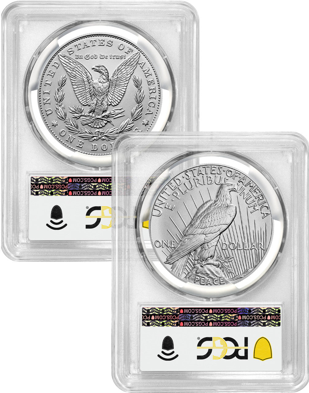 2023 Morgan and Peace Silver Dollar 2pc Set Coin Label FS PCGS MS70