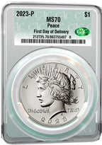 2023-P Morgan and Peace Silver Dollar 2pc Set Coin FDD CAC MS70