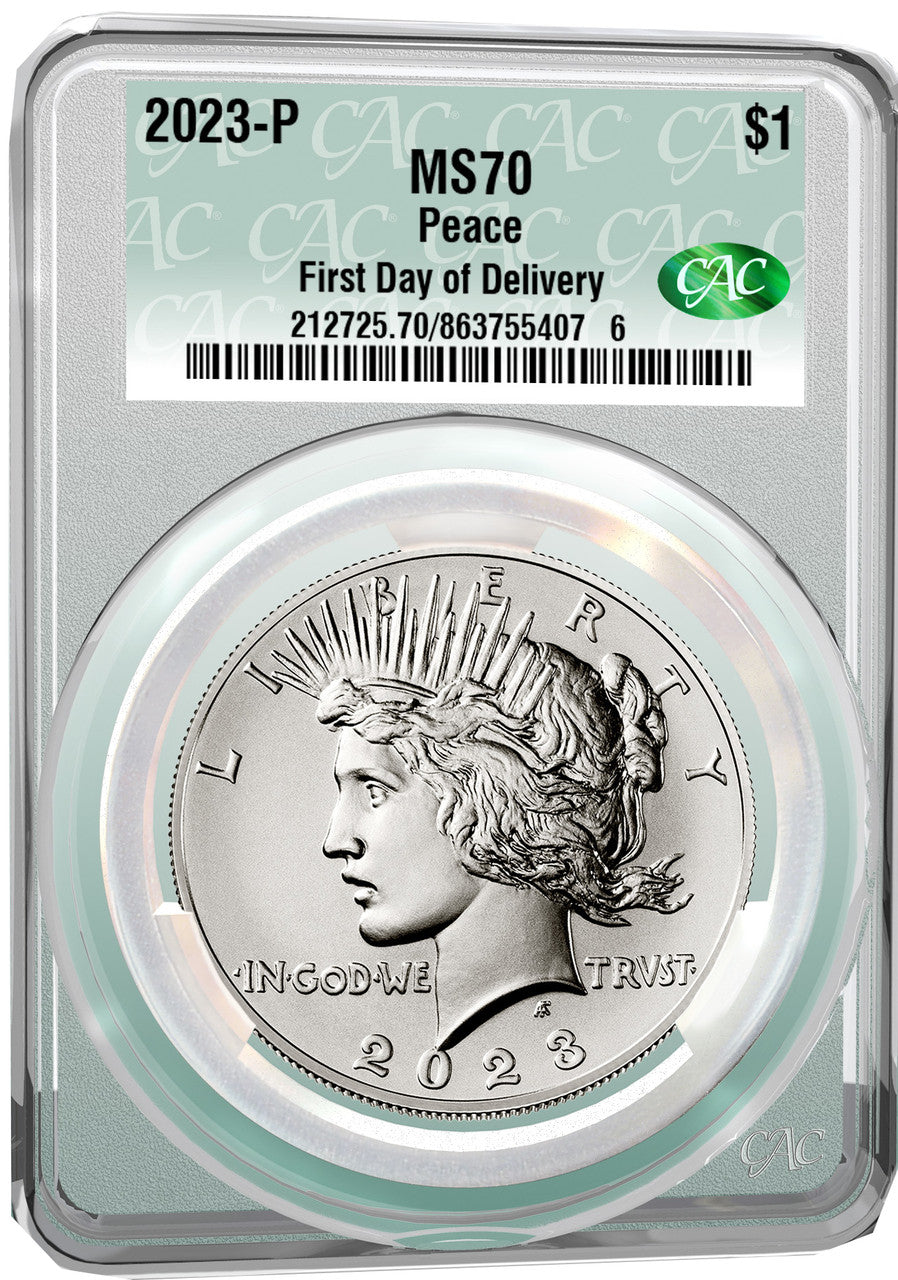 2023-P Morgan and Peace Silver Dollar 2pc Set Coin FDD CAC MS70