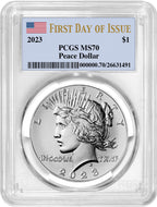 2023 Morgan and Peace Silver Dollar 2pc Set FDI PCGS MS70