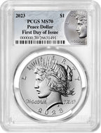 2023 Peace Silver Dollar Coin Label FDI PCGS MS70