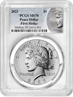 2023 Peace Silver Dollar Coin Label First Strike PCGS MS70