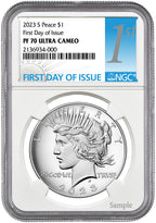 2023-S Morgan Peace Dollar 2-Coin Set FDI NGC PF70 1st label