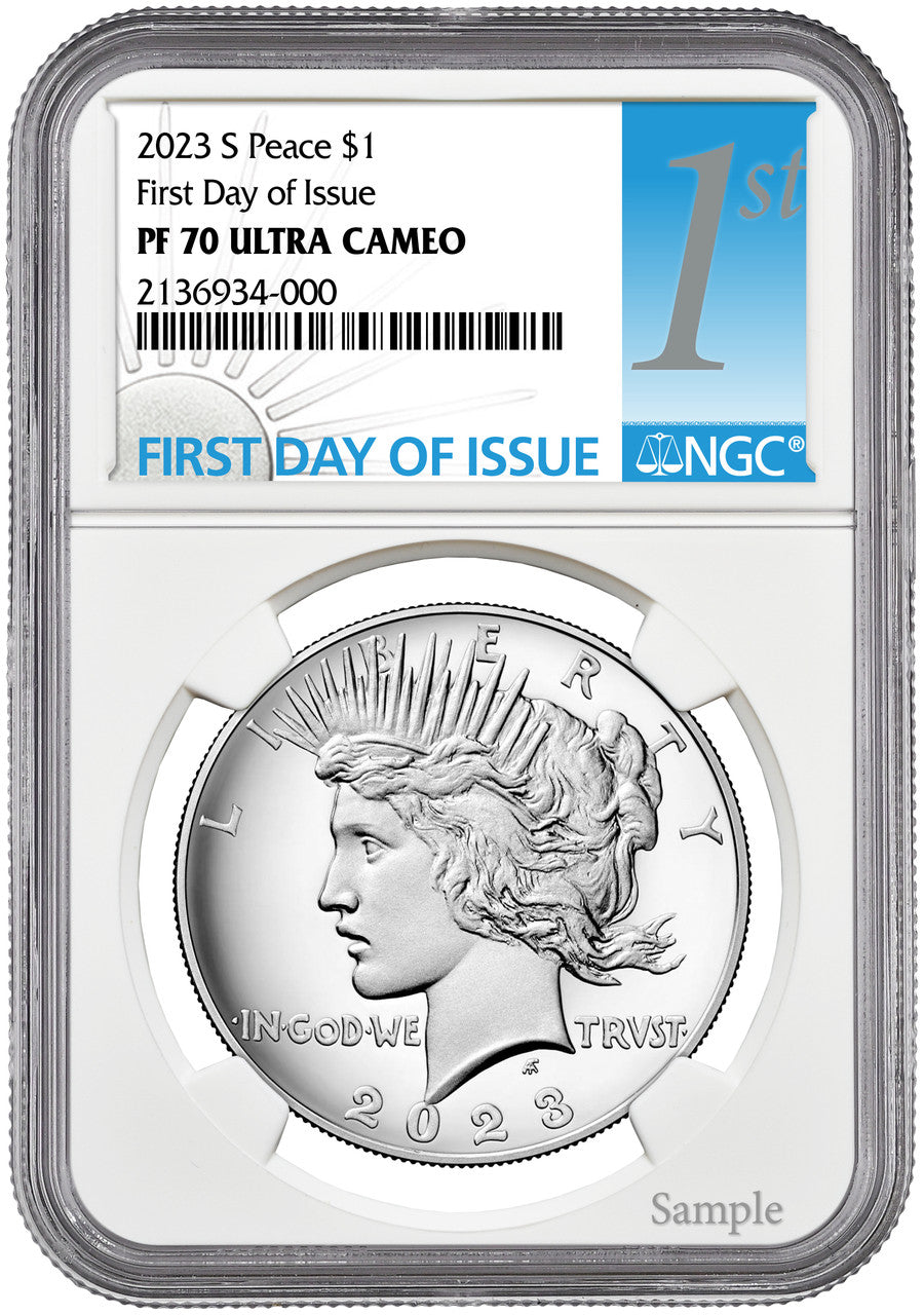 2023-S Morgan Peace Dollar 2-Coin Set FDI NGC PF70 1st label