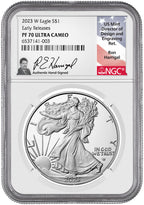 2023-W Silver Eagle Early Releases NGC PF70 UCAM Ron Harrigal Signed