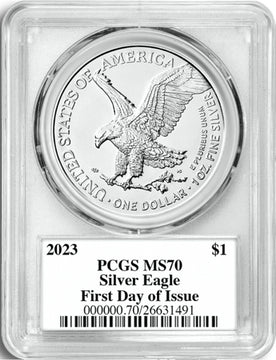 2023 Silver Eagle First Day of Issue PCGS MS70 Emily Damstra Designer Signed