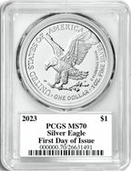 2023 Silver Eagle First Day of Issue PCGS MS70 Emily Damstra Designer Signed
