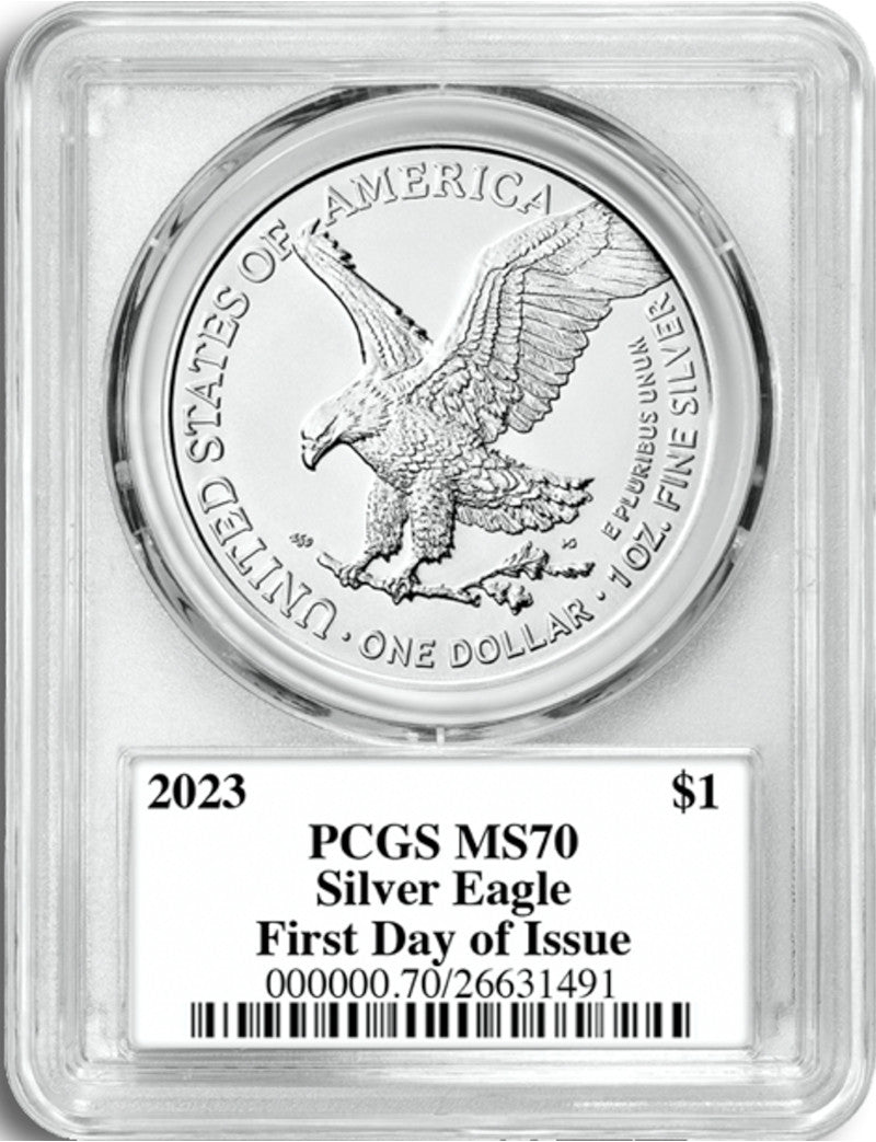 2023 Silver Eagle First Day of Issue PCGS MS70 Emily Damstra Designer Signed