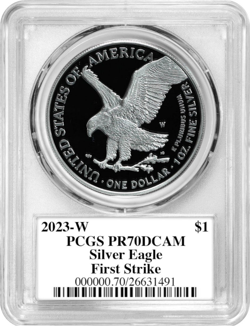 2023-W Silver Eagle First Strike PR70 PCGS Damstra Signed