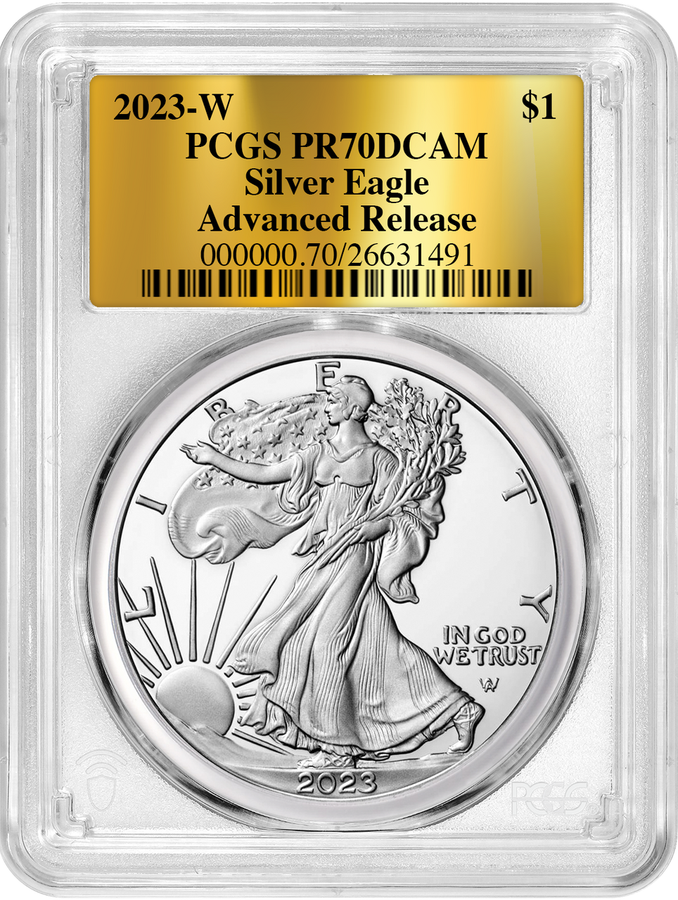 2023-W Proof Silver Gold Label Advanced Release PCGS PR70 Deep Cameo