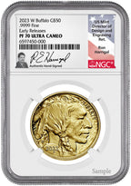 2023-W $50 One Ounce Gold Buffalo Early Releases NGC PF70 Ultra Cameo Harrigal Signed