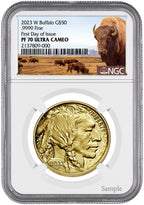2023-W $50 One Ounce Gold Buffalo First Day of Issue NGC PF70 UCAM