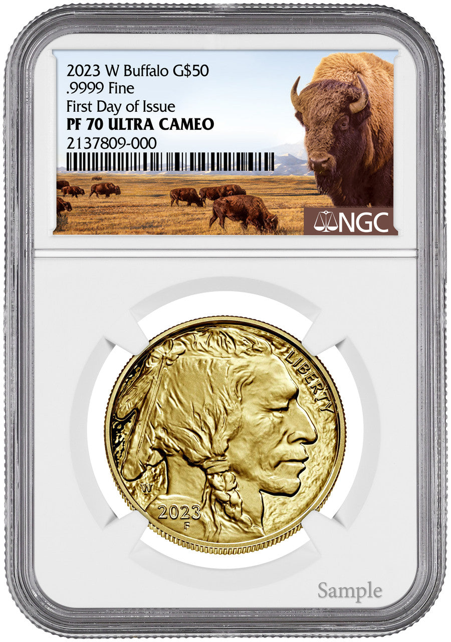 2023-W $50 One Ounce Gold Buffalo First Day of Issue NGC PF70 UCAM