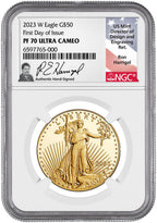 2023 W $50 American Gold Eagle First Day of Issue NGC PF70UCAM Ron Harrigal