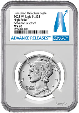 2023-W Palladium Burnished Eagle High Relief Advanced Releases NGC MS70