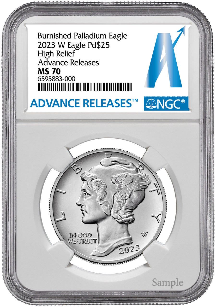 2023-W Palladium Burnished Eagle High Relief Advanced Releases NGC MS70