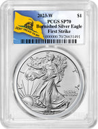 2023-W Burnished Silver Eagle Don't Tread First Strike PCGS MS70