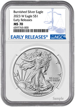 2023-W Burnished Silver Eagle Early Releases NGC MS70