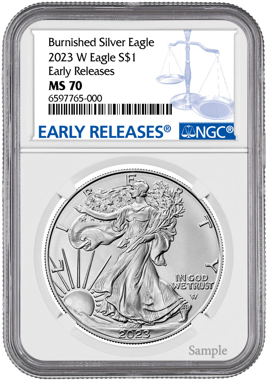 2023-W Burnished Silver Eagle Early Releases NGC MS70