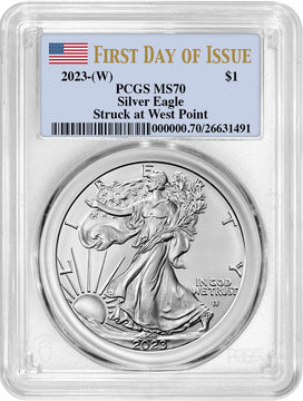 2023 (W) Silver Eagle First Day of Issue PCGS MS70 Struck at West Point