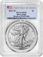 2023 (W) Silver Eagle First Day of Issue PCGS MS70 Struck at West Point