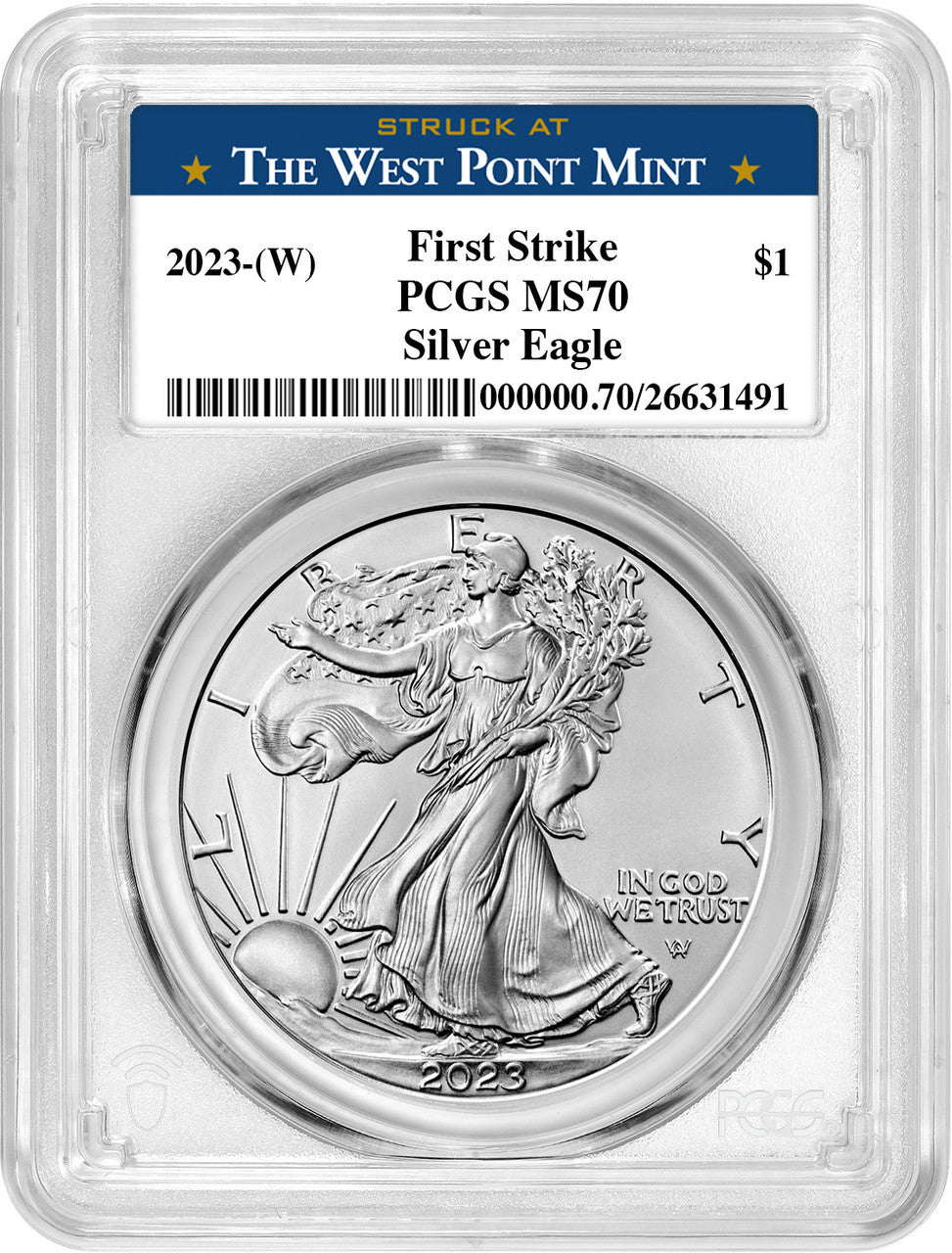 2023 (W) Silver Eagle First Strike WP PCGS MS70 Struck at West Point