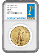 2023 $50 One Ounce Gold Eagle First Day of Issue NGC MS70