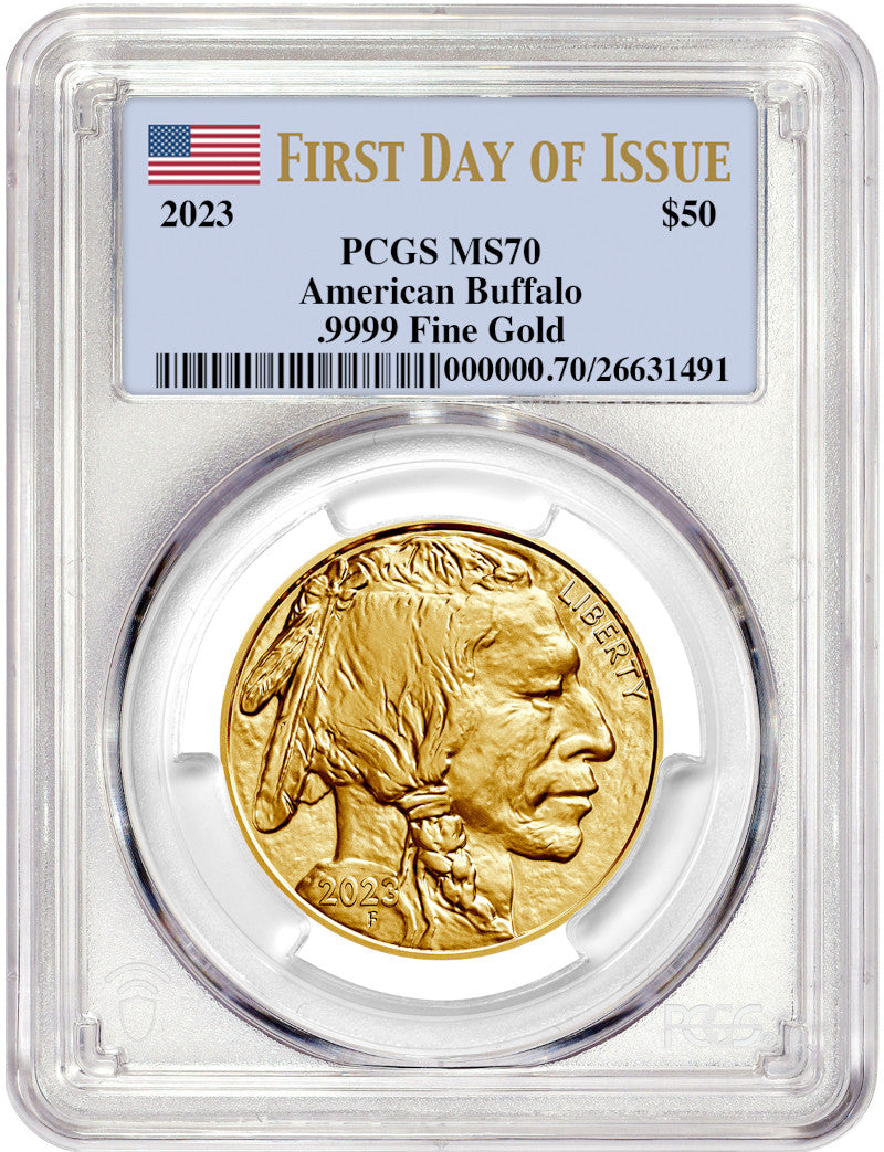 2023 $50 One Ounce Gold Buffalo First Day of Issue PCGS MS70