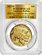 2023-W $50 One Ounce Gold Buffalo First Day of Issue PCGS PR70
