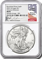 2023 W Burnished Silver Eagle Advanced Releases NGC MS70 Gaudioso Signed