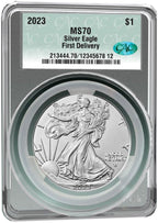 2023 American Silver Eagle First Delivery CAC MS70
