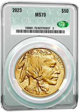 2023 $50 One Ounce Gold Buffalo CAC MS70