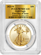 2023-W $50 Gold Eagle FDI Foil Label PCGS PR70 Deep Cameo