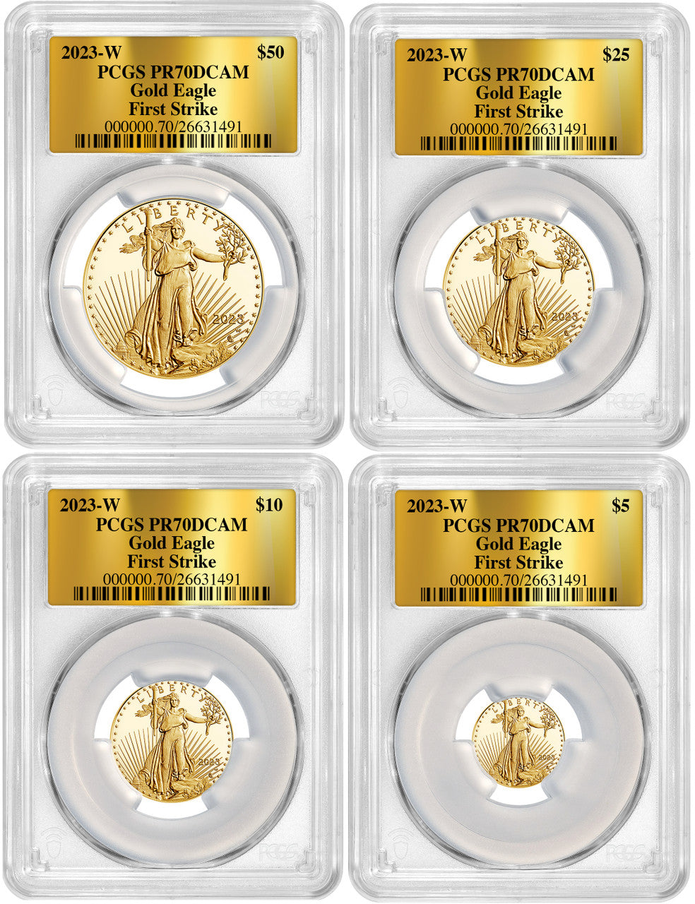 2023-W Gold Eagle 4-Coin Set First Strike Foil PCGS PR70 Deep Cameo