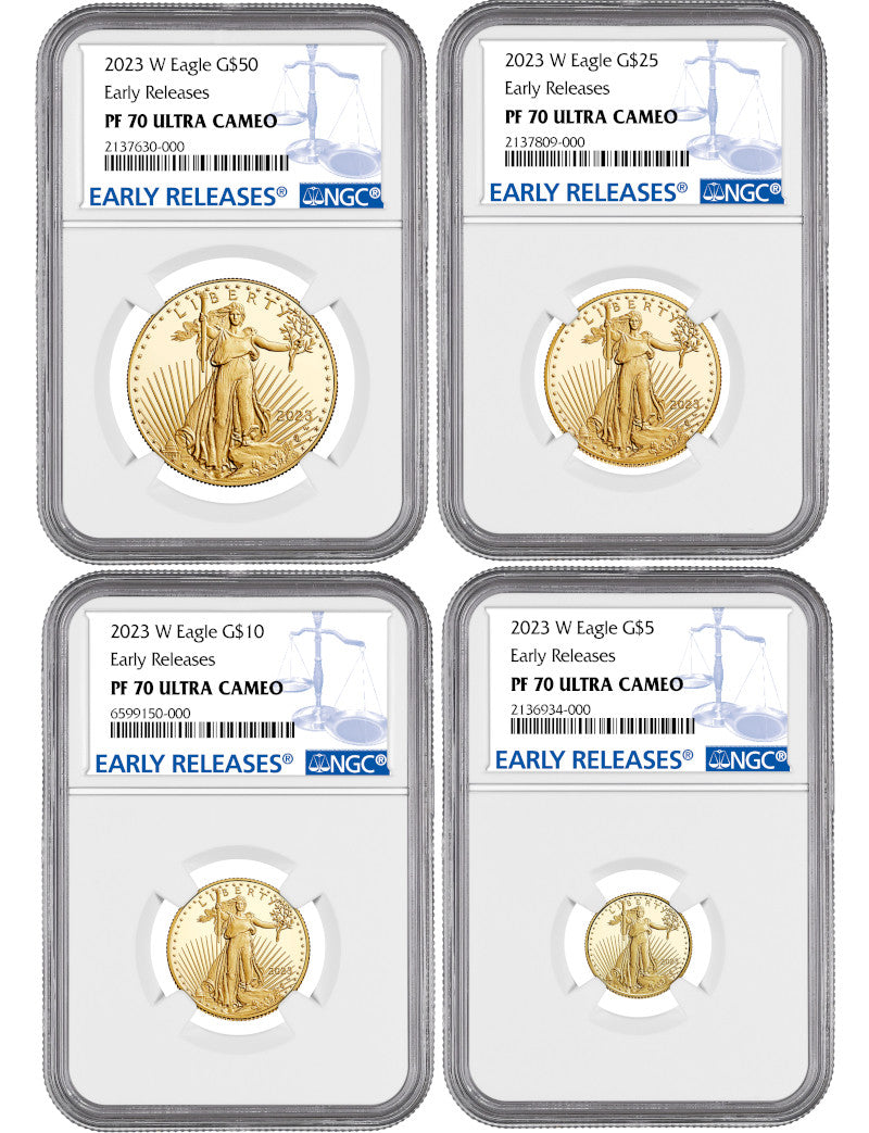 2023-W American Gold Eagle 4-Coin Set Early Releases NGC PF70 Ultra Cameo