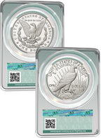 2023-S Morgan Peace Silver Dollar Two Coin Set Advanced Delivery CAC PR70DCAM