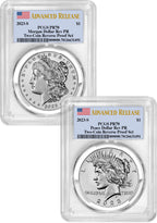 2023-S Morgan Peace Dollar 2-Coin Reverse Proof Set AR PCGS PR70