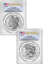 2023-S Morgan Peace Dollar 2-Coin Reverse Proof Set FS PCGS PR70