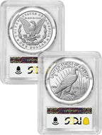2023-S Morgan Peace Silver Dollar 2pc Advanced Releases PCGS PR70