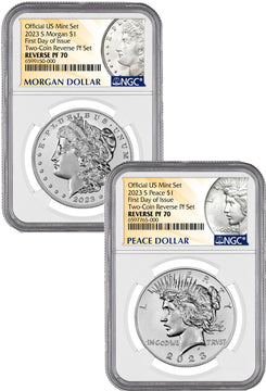 2023-S Morgan Peace Dollar Reverse Proof 2-Coin Set FDI NGC PF70