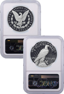 2023-S Morgan and Peace Silver Dollar 2pc Set FDI NGC PF70 UCAM