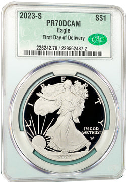 2023-S Silver Eagle First Day of Delivery CAC PR70DCAM