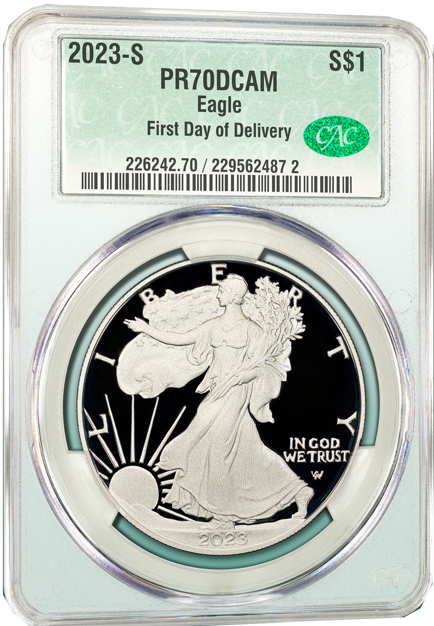 2023-S Silver Eagle First Day of Delivery CAC PR70DCAM