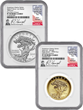 2023 American Liberty Series High Relief Two Coin Set NGC PF70 Harrigal Signed