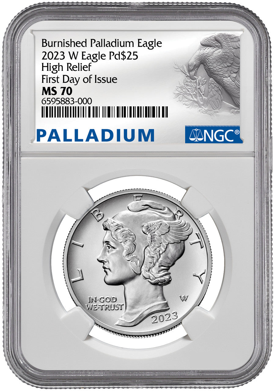 2023-W Palladium Burnished Eagle High Relief FDI NGC MS70