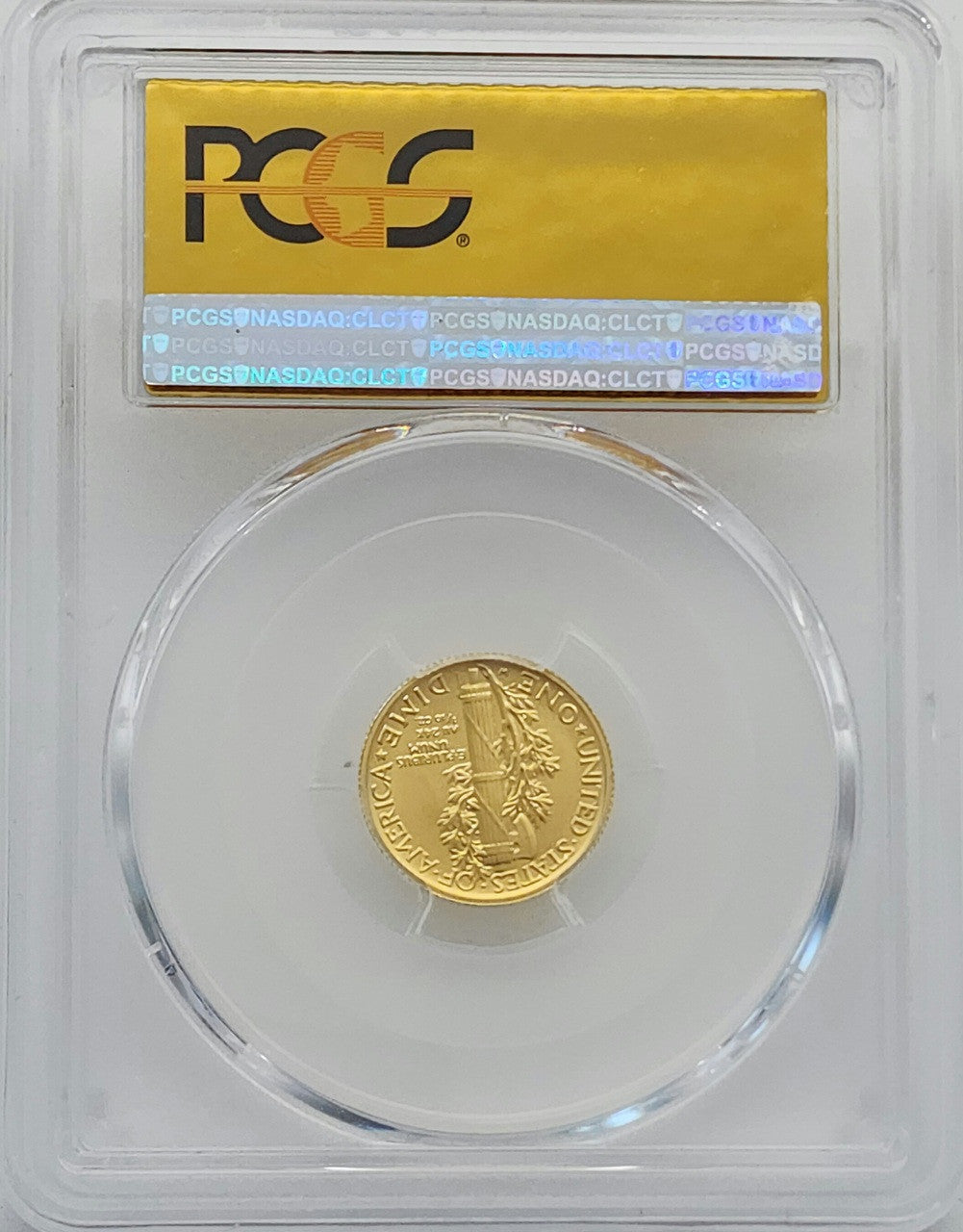 2016-W 10C Mercury Dime Gold 100th Anniversary First Strike Gold Foil Label PCGS SP70