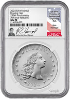 2024 230th Anniversary Flowing Hair Silver Medal 77 of 230 Privy NGC MS70 AR Harrigal