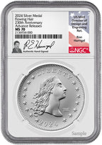 2024 230th Anniversary Flowing Hair Silver Medal 214 of 230 Privy NGC MS70 AR Harrigal